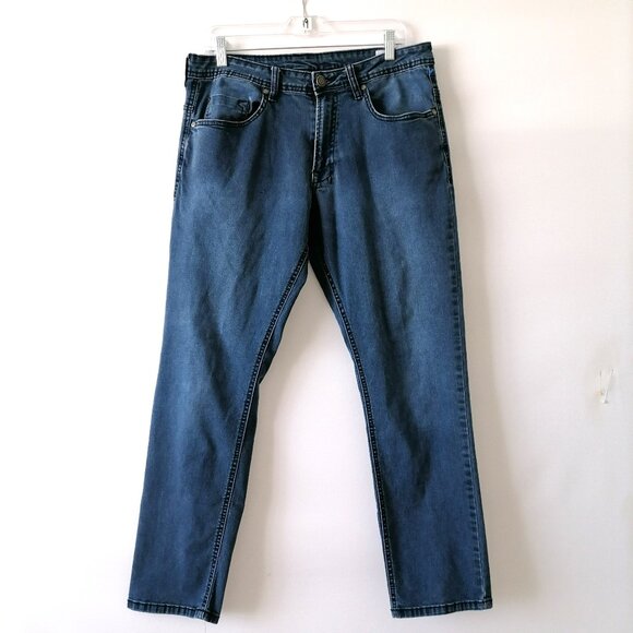 Axel Mens Blue Denim Slim Stretch Extensible Mid Rise Ankle Jeans Size 36x30 - Picture 1 of 7